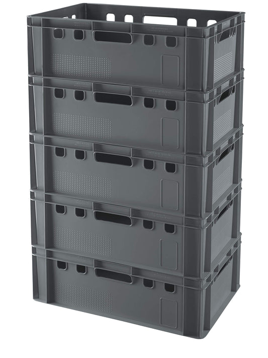 5 pieces of E2 crates 60x40x20 meat crate storage crate butcher crate in gray