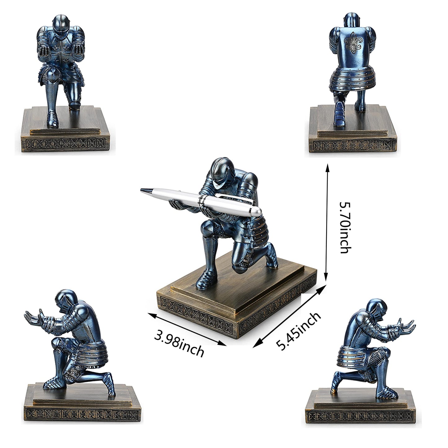 HDMbigmi Knight pencil holder pen stand desk organizer and accessories resin pen holder as a gift with a fancy pen for office and home desk organizer (blue)