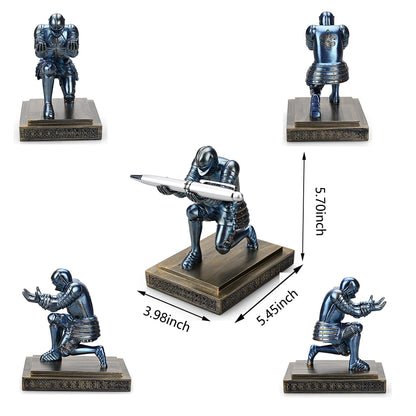 HDMbigmi Knight pencil holder pen stand desk organizer and accessories resin pen holder as a gift with a fancy pen for office and home desk organizer (blue)