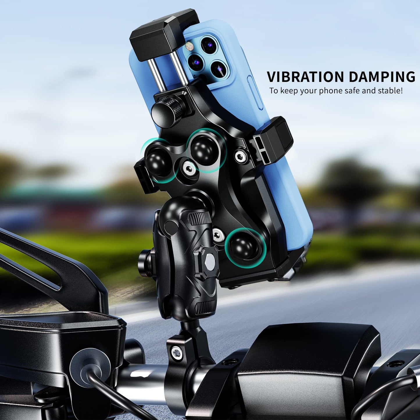 iMESTOU Anti-Vibration Motorcycle Phone Mount, 1 inch Ball Handlebar Phone Holder, Perfect for High-Speed Cycling, 360° Rotatable, Universal for 4.7"-7.2" Phones