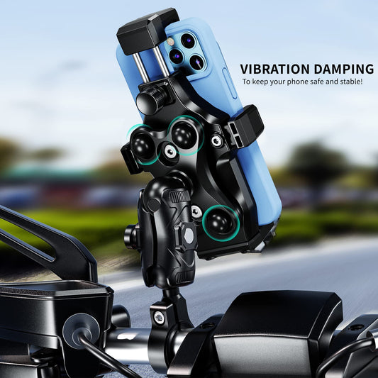 iMESTOU Anti-Vibration Motorcycle Phone Mount, 1 inch Ball Handlebar Phone Holder, Perfect for High-Speed Cycling, 360° Rotatable, Universal for 4.7"-7.2" Phones