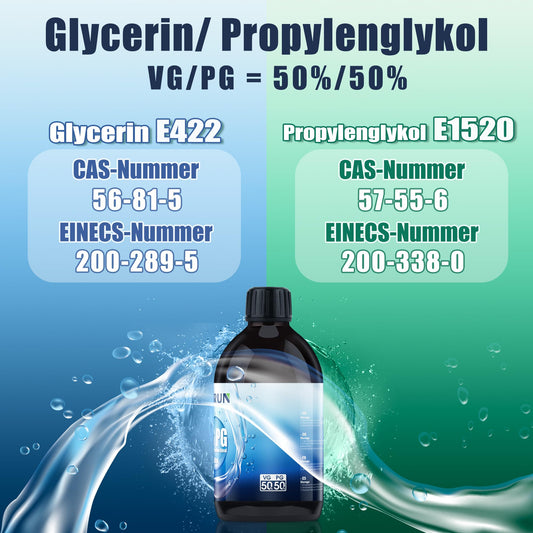 2 x 500ml 50% VG Glycerin / 50% PG Propylene Glycol, pharmaceutical grade, high purity 50% VG Glycerin liquid E422 / 50% PG Propylene Glycol liquid E1520- Pure, Vegan, 0% additives
