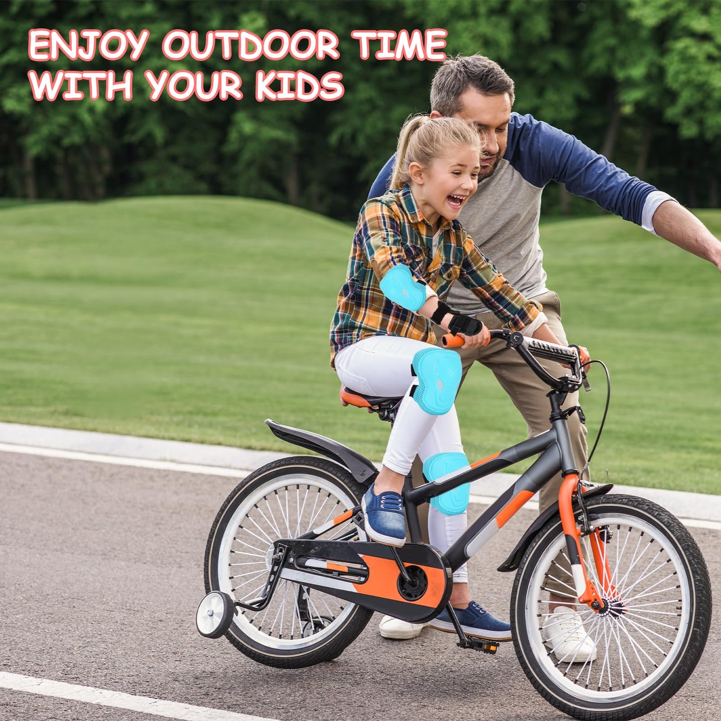 BURSUN Knee Pads for Kids, Adjustable Knee, Elbow, and Wrist Pads, Protective Gear Set for Inline Skating, Rollerblading, Skateboarding, and Roller Skating.