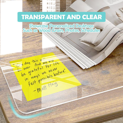 YSWOVUO Desk Pad Transparent, 100x50x0.15 cm Desk Pad Clear, Waterproof Desk Pad Transparent, PVC Table Protection Pad for Office and Home