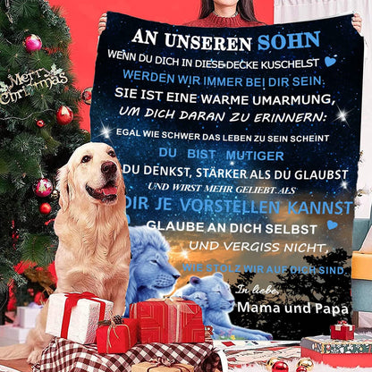 WJMSDK Personalized Blanket Gifts for Son from Parents, Cozy Blanket for Our Son from Mom and Dad, 18th Birthday Boy, Funny Christmas Graduation Gifts