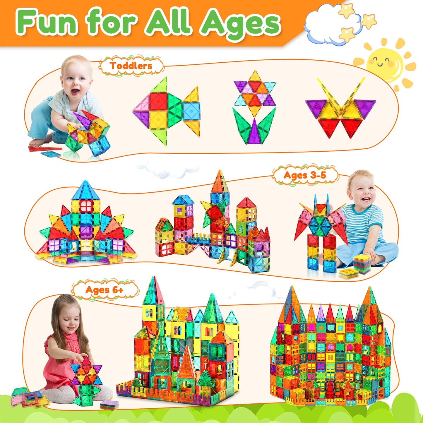 100pcs Magnetic Building Blocks Toy for Kids 3+, Magnet Blocks for 4-8 kids, Montessori STEM Learning Magnetic Set Toy Gift for Kids 3-7 years old Boys Girls