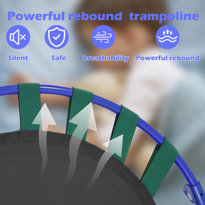 Trampoline for Kids|Approx. 91 cm diameter|Foldable rebounder for mini trampoline with foam handle, safety pads, and durable cover for indoor and outdoor use|Trampoline for jumping fitness (Blue)