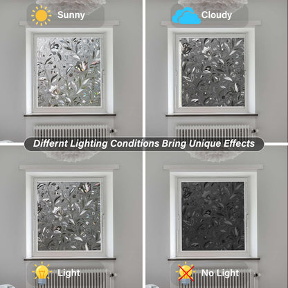 LEMON CLOUD Rainbow Static Cling Window Film, Privacy Window Film, Anti-UV Sun Protection Film for Living Room, Grayblack Tulip - 90x400cm