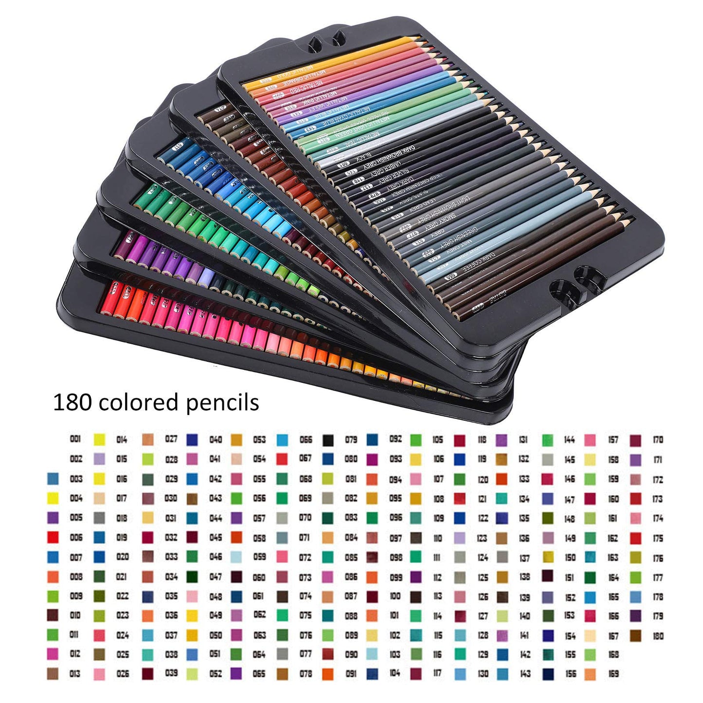 Atyhao 180pcs Colored Pencils with Metal Case for Artists Drawing Sketching Crafting Coloring Books Class Kids Students Gift Pencils
