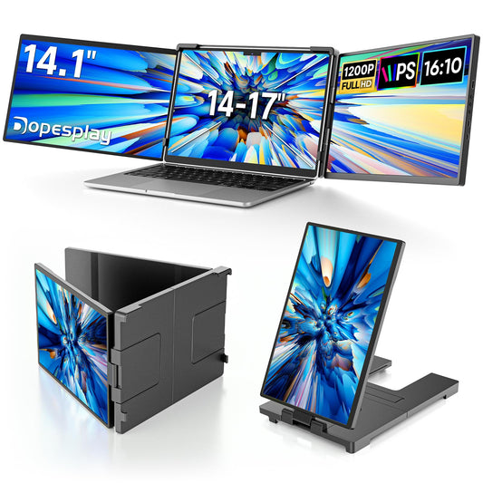 2025 Newest Laptop Screen Extender, 14.1" FHD 1200P IPS Display laptop screen extension, Plug & Play Triple Monitor, compatible with 14"-17" for Windows, Mac, Android, Chrome