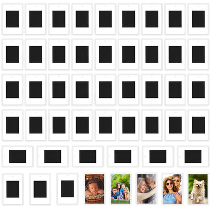 Kurtzy 50 Pack Mini Polaroid Picture Frames Magnetic - 50x Small Photo Magnets - Magnet Picture Frames For 7 x 4.5 cm Photos - Fridge Magnets for Small Pictures - Photo Gifts