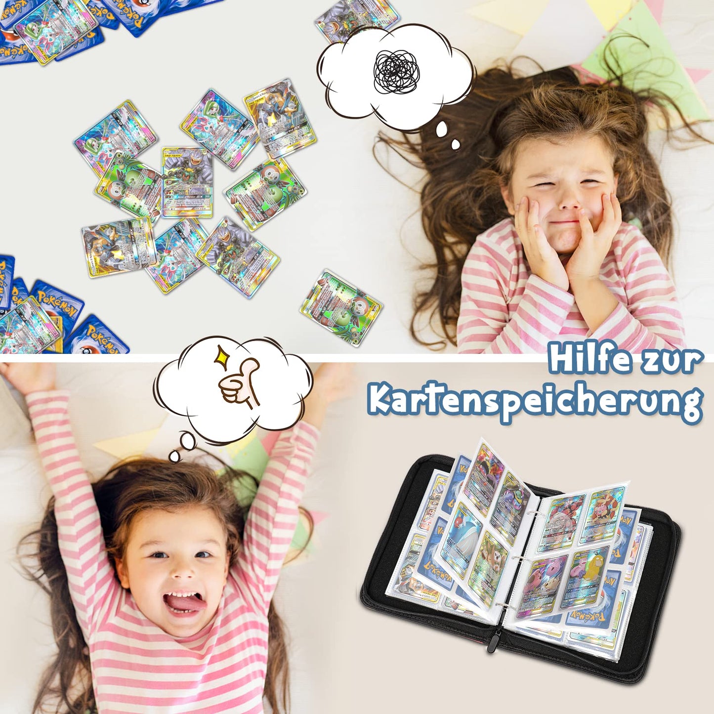 Pokemon card collection album, 400 cards, 4 pockets per page, 50 pages in total. Made of high quality waterproof PU leather. Perfect gift for kids.