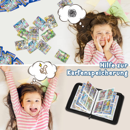 Pokemon card collection album, 400 cards, 4 pockets per page, 50 pages in total. Made of high quality waterproof PU leather. Perfect gift for kids.