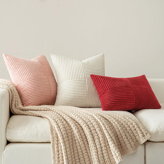 MIULEE 2 Pack Pillow Covers 50x50cm Rose Cushion Cover Pillowcases Throw Pillow Case Boho Couch Pillow Cord Decorative Accent Pillow Cover for Sofa