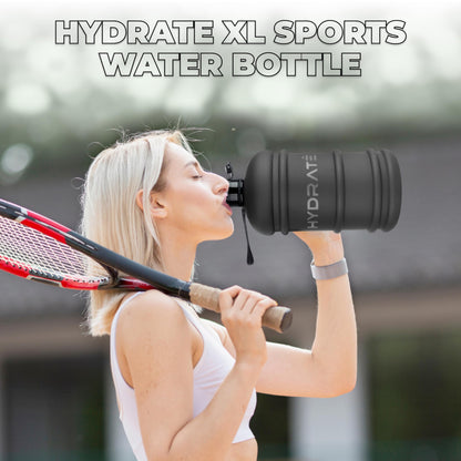 HYDRATE XL Jug, water bottle, BPA-free, leak-proof, flip lid, perfect for gym, sports, and on the go, clear water container, durable material, matte black, 2.2 l
