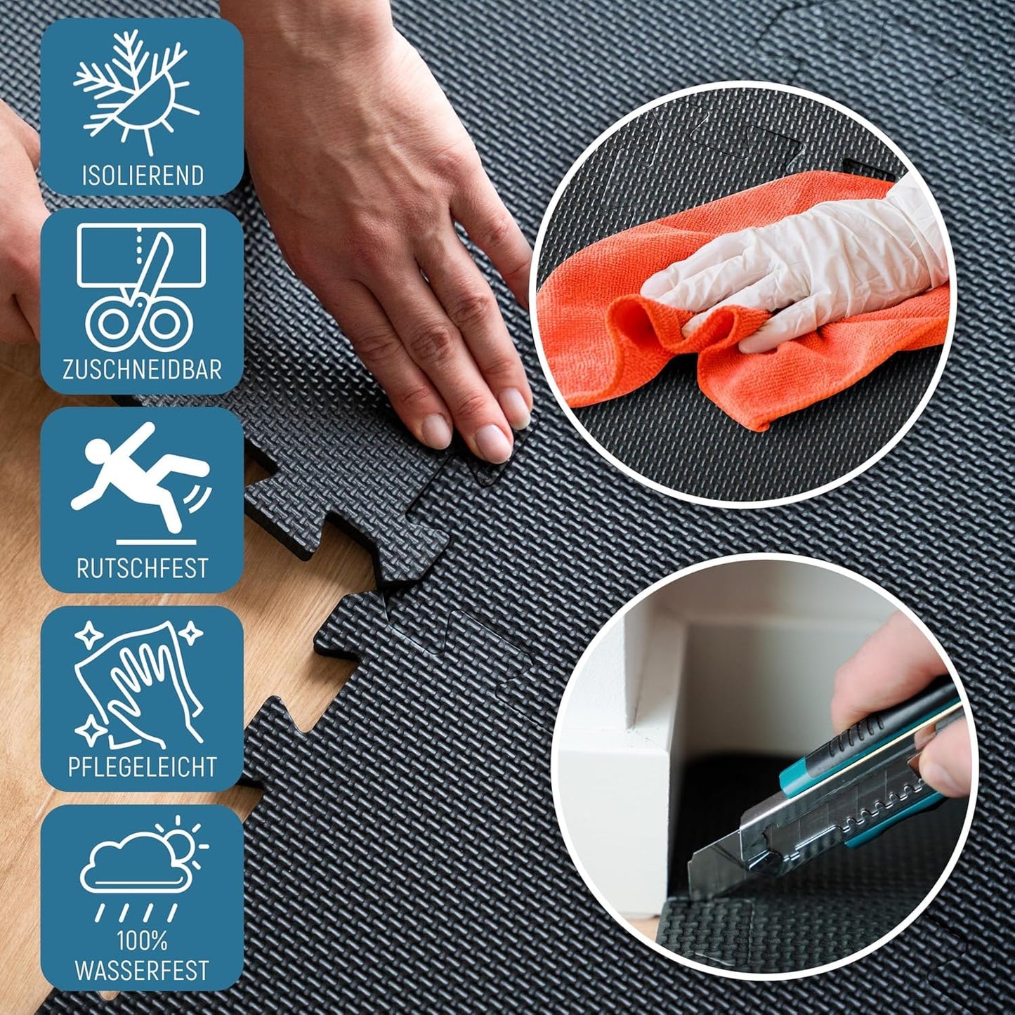 NEOLYMP Ground Protection Mat Fitness - 10mm extra thick training mat for fitness equipment, durable sports floor - puzzle mat floor, gymnastics mat, sports mat, fitness mat
