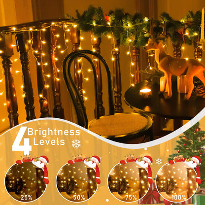 Auriostar Icicle Lights Outdoor 15M, 594 LEDs Christmas Lights Outdoor Warm White with Remote Control, Outdoor String Lights with Timer 8 Modes, Waterproof for Balcony Window House Christmas Decoration.