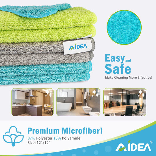 AIDEA Microfiber Cleaning Cloths 50 Pack, Microfiber Towels Dish Cloths Cleaning Rags Wiping Cloths Window Cloths, Soft Very Absorbent Lint Free Streak Free, For Home, Kitchen, Car, 30 x 30cm