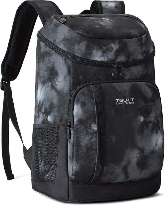 TOURIT Cooler Backpack Lightweight Backpack 28L with Bottle Opener Holds 30 Cans Tie Dye Black