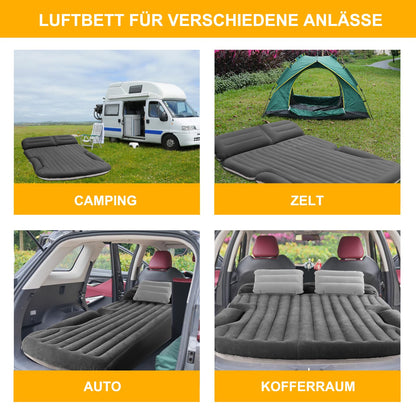 KMZ Car Mattress, 2 Pillows Car Air Mattress, Double-sided Thickened Flocked Auto Mattress Camping Inflatable Car Bed for Trunk Backseat (Dark Grey)