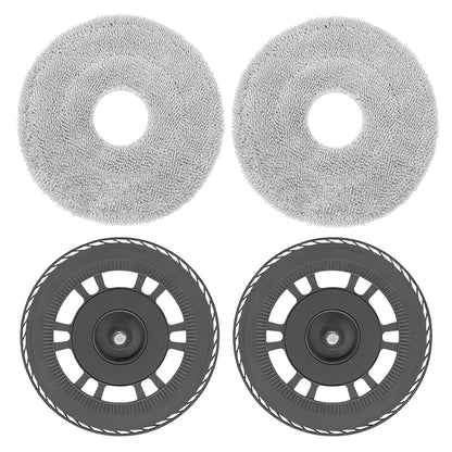 Mop pads with plates replacement parts for Dreame L10S Pro Ultra Heat / L10S Ultra Gen 2 / L20 Ultra / L40 Ultra / X40 Ultra / X40 Master / X30 Ultra / Mova E30 Ultra robot vacuum (2+2 pieces)