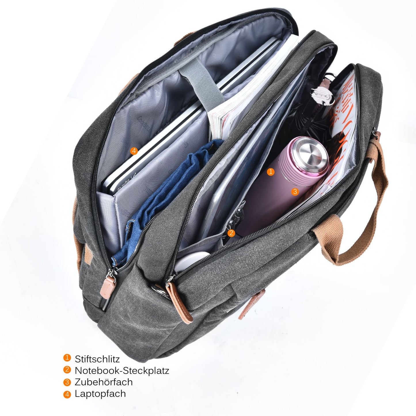 CoolBELL 17.3 inch Convertible Laptop Bag/Rucksack Messenger Bag Canvas Shoulder Bag Business Backpack Work Briefcase Multi-purpose Office Bag Notebook Bag for Laptop/Macbook/Men (Black)