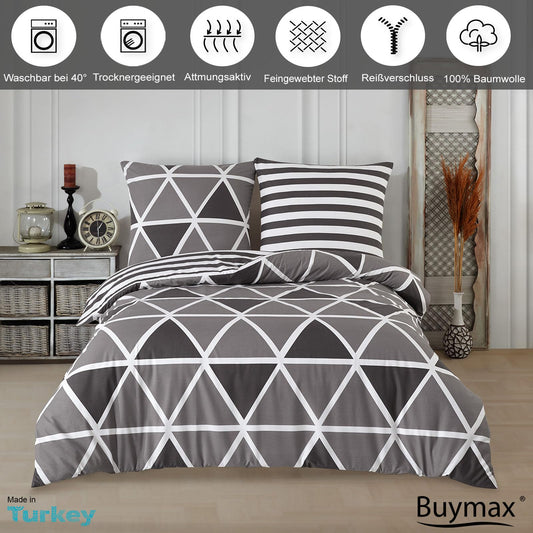 Buymax® bedding 135x200 100% cotton 2-piece duvet cover - bedding sets 135 x 200cm 1 x pillowcase 80x80cm, ÖKO-TEX Renforcé duvet cover set with zipper