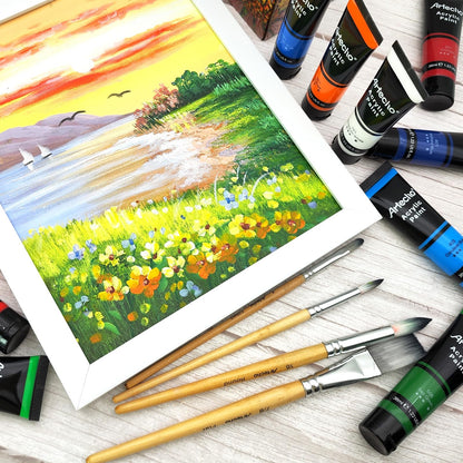 Artecho Acrylic Paint Set 48 x 36 ml, Waterproof and Lightfast, Quick Drying, Ideal for Canvas, Paper, and Fabric, Great for Christmas and other holidays.