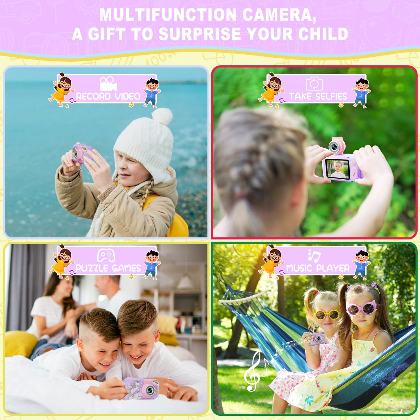 ARNSIEN Children's Camera Toy for 3-12 Year Old Girls/Boys,Christmas Birthday Party Gift for Kids Camera,Video Selfie Digital Camera with 32GB TF Card,X101H