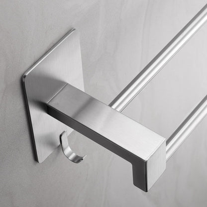 ALOCEO 44CM towel holder without drilling, made of SUS304 stainless steel. Double adhesive towel rack for bathroom, kitchen, shower wall. Silver color.