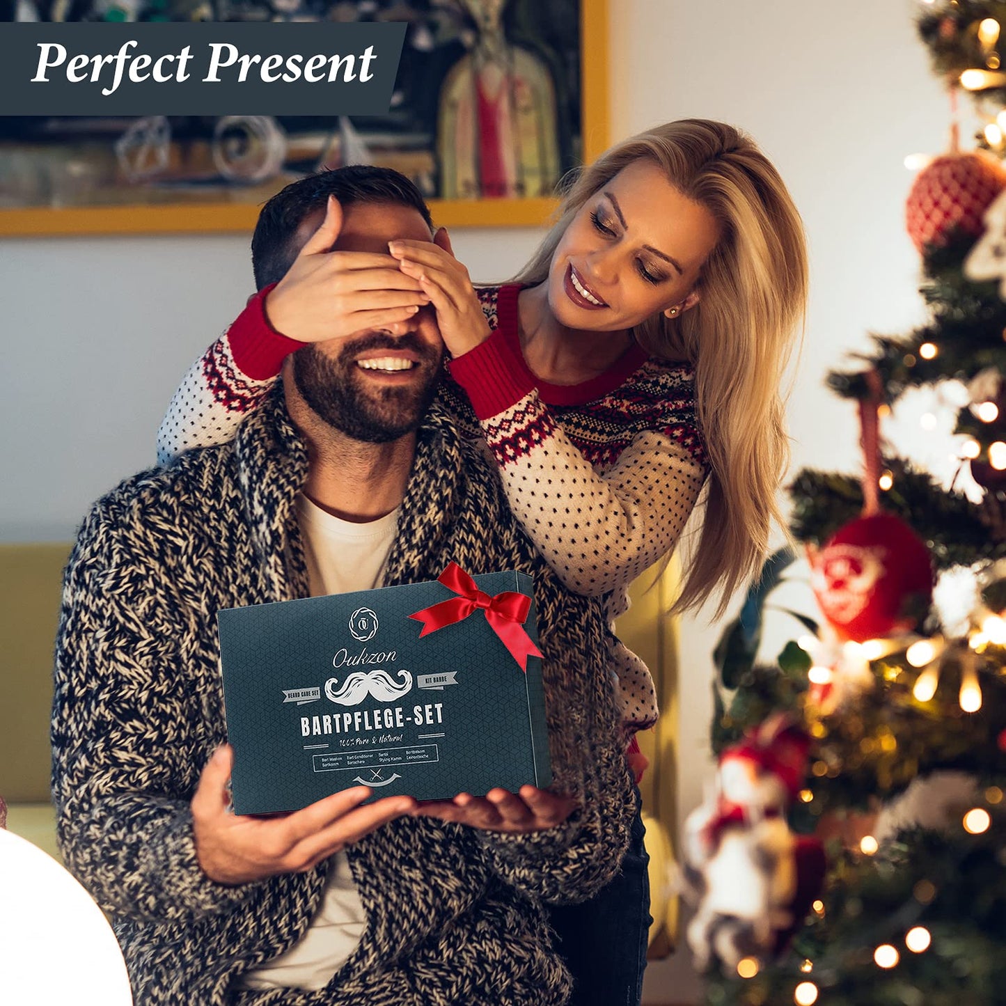 Beard grooming set for men, Oukzon 10 in 1 Premium Beard Gifts for Men - 60ML Beard Shampoo, 60ML Beard Conditioner, Beard Oil, Beard Balm, Beard Comb, Beard Brush, Beard Scissors, Beard Stencils, Travel Bag.
