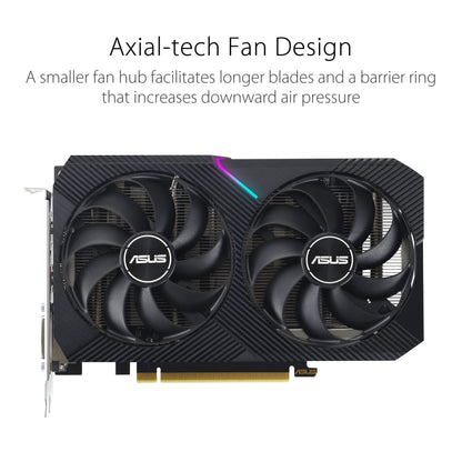 ASUS Dual GeForce RTX 3050 V2 OC Edition 8GB GDDR6 Gaming Graphics Card (Nvidia RTX3050 V2, PCIe 4.0, HDMI 2.1, DisplayPort 1.4a, DUAL-RTX3050-O8G-V2)