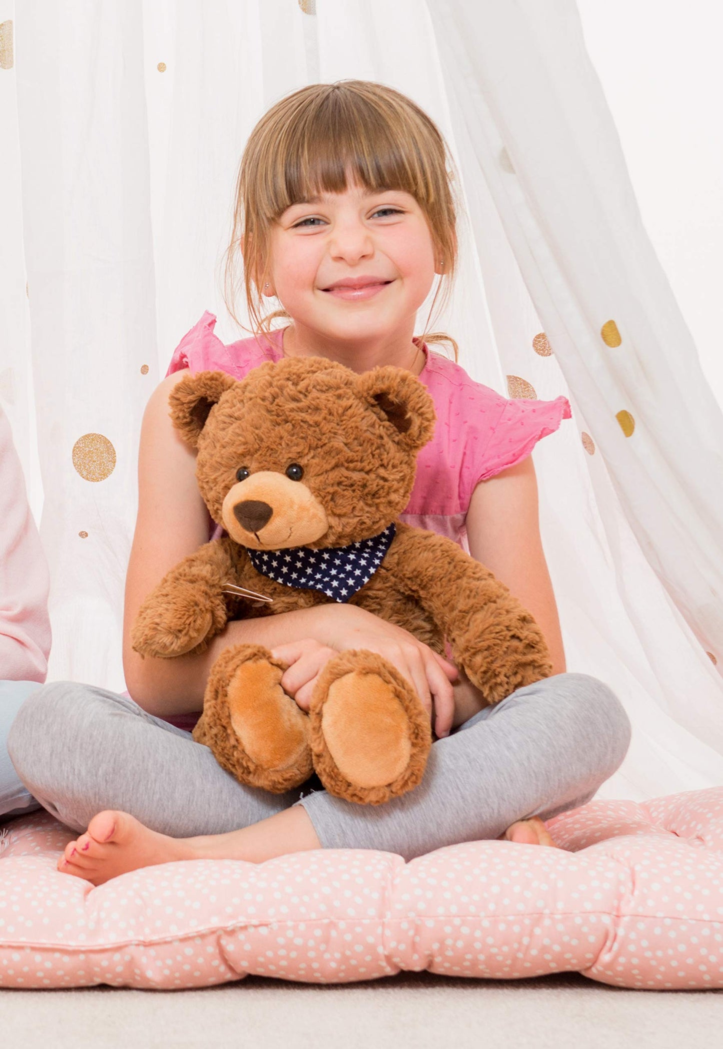 Teddy Hermann 91363 Teddy Bear 48 cm with star neckerchief, cuddly toy, plush toy