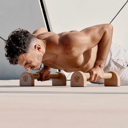 Eric Flag Handstand Handles - Premium Parallettes, Wooden Push-Up Handles for Fitness, Gym, Calisthenics & Yoga - Wooden Parallettes Calisthenics Non-Slip, Push Up Bars for Indoor and Outdoor