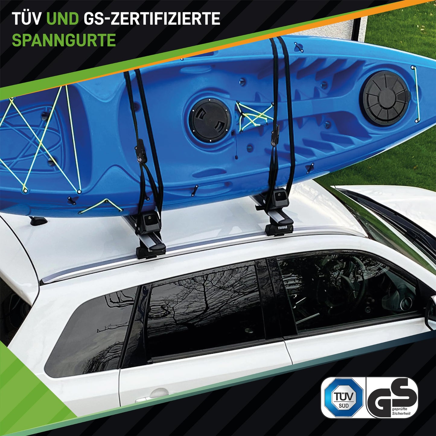 Hardtwerk® ratchet tie-down straps (4 pieces) - 6m, 1000kg clamping force, TÜV & GS certified - Versatile ratchet straps for professional use - trailers, luggage & camping, black