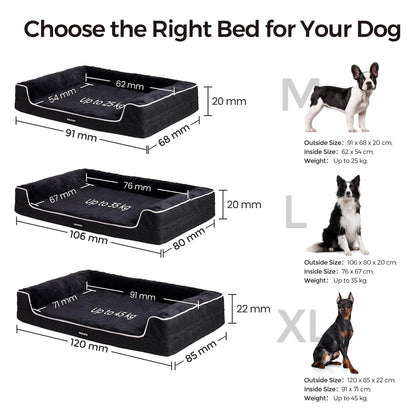 HMTOPE Orthopedic Dog Bed, Dog Sofa, High Edge, Dog Pillow, Dog Basket, Detachable and Washable, Large Dogs & Medium Dogs-120x85x22cm, Gray