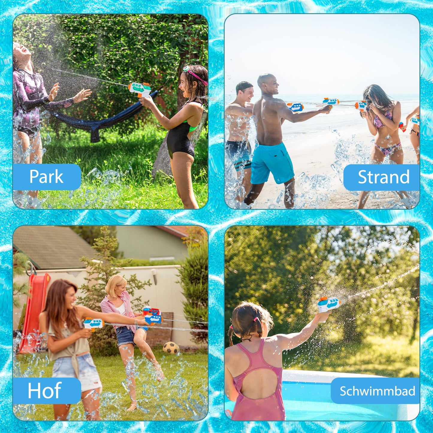 4-pack water gun for kids, small mini water pistols super water blaster water squirt gun outdoor water toy summer pool beach for boys/girls - gift package (red & blue)