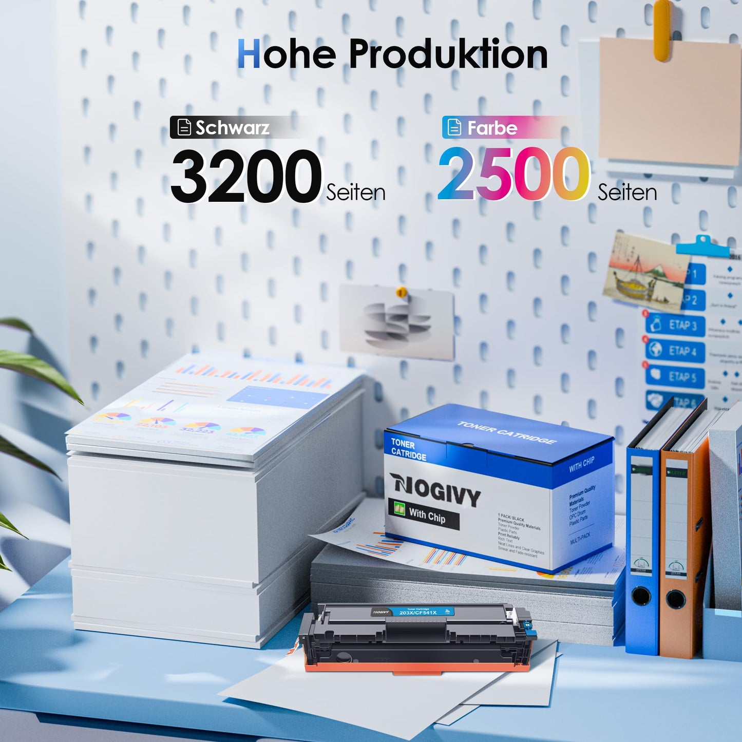 NOGIVY 203X 203A Toner Compatible for HP 203X 203A CF540X for Color Laserjet Pro MFP M281fdw M281fdn M280nw M281cdw M254dw M254nw M254dn CF541X CF542X CF543X (Black Cyan Yellow Magenta, 4-Pack)