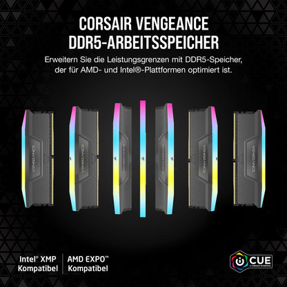 CORSAIR VENGEANCE RGB DDR5 RAM 32GB (2x16GB) 6000MHz CL30-36-36-76 1.40V AMD EXPO Intel XMP 3.0 Desktop Memory – Gray (CMH32GX5M2B6000Z30K)