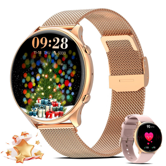 Nendefin Smartwatch Women, 1.39 inch round watch with phone function and Whatsapp voice assistant. Fitness tracker with activity tracker, 100+ sport modes. Women's fitness watch for Android iOS.