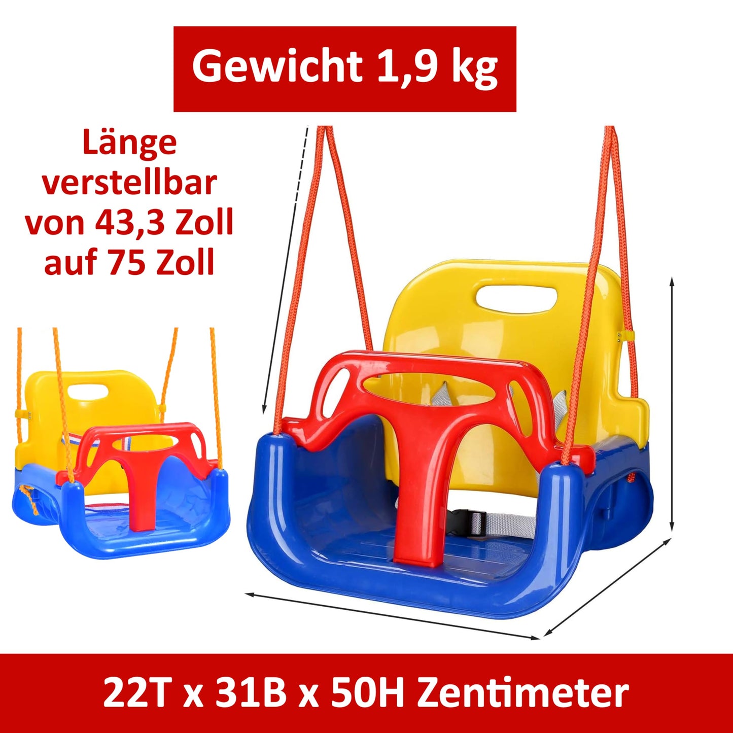 COIL Children's Swing Baby Swing 3-in-1 Outdoor Swing Baby Adjustable Children's Swing Indoor with Backrest Swing Indoor Children's Swing Seat Toddler Swing (C0348-Blue)