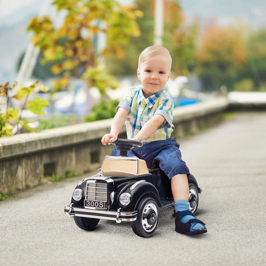 AIYAPLAY Ride-on Car, kids' vehicle with storage space and tip-over protection for 18-48 months old children, black, 77.5 x 41.5 x 45 cm.