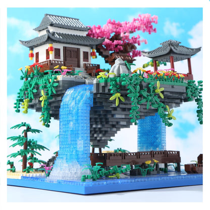 Yushinv Sakura Treehouse Building Blocks Kit with Gift Box 3320 pieces, Original Music Cherry Blossom Bonsai Building Set Type: Symphony, Japan Sakura Treehouse Lights Building Set, Bonsai Tree Cherry Blossom Building Blocks