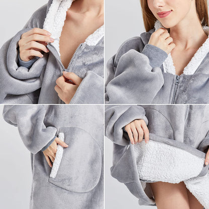 Toes Home Hoodie Blanket for Women Oversized, Warm Cozy Blanket Hoodie, Soft Sherpa Hooded Blanket Sweatshirt, Pullover Blanket Pajamas