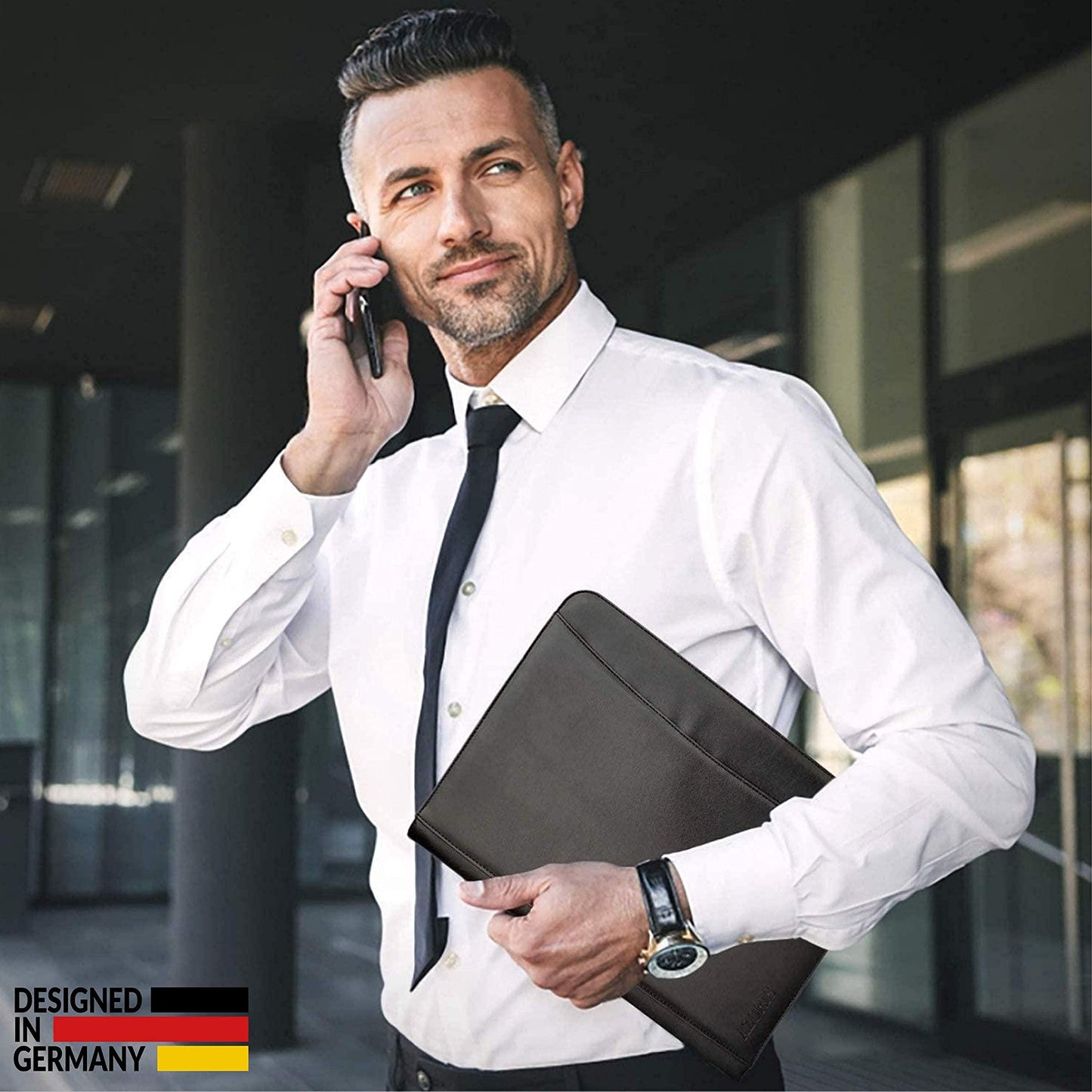 AZORIS PREMIUM® A4 Writing Pad Premium Conference Folder with plenty of storage space and a 13-inch compartment for tablet, iPad professional writing pad made of synthetic leather for ladies and gentlemen.