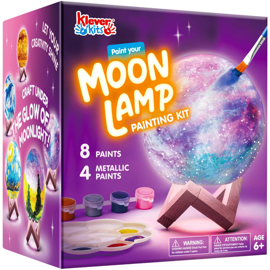 Clever Kits Crafting Moon Lamp Painting Set, DIY Moon Lamp Painting Creative Set for Kids, Craft Kit for children aged 6 7 8 9 10 11 12 years, Gifts for Girls 6-12 years, 3D Painting Night Light
