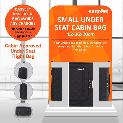 Aerolite 45x36x20cm easyJet Maximum 28L Lightweight Under Seat Trolley Luggage Bag Carry-On Hand Luggage Suitcase Small 45x36x20 easyJet with 2 Wheels and 5 Year Warranty, Black