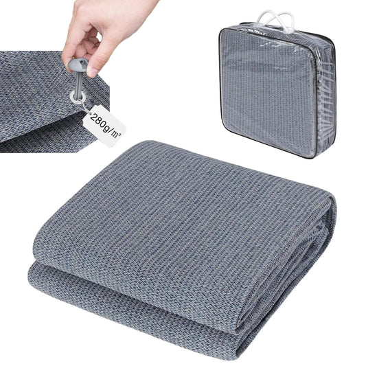 Laneetal awning carpet 300x400cm, outdoor camping rug with pegs, tent mat, RV outdoor carpet with eyelets carrying bag made of HDPE 280 g/sqm, tent floors, blue-gray.
