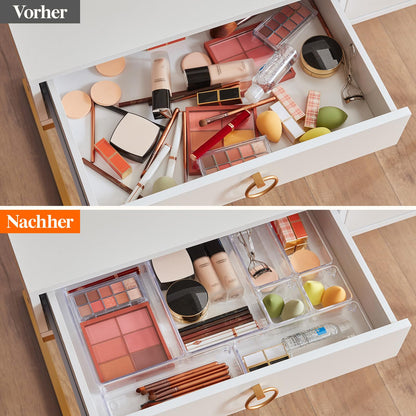 Lifewit 37-Piece Clear Plastic Drawer Organizer, Desk Drawer Dividers, Trays, Dresser Storage Bins Separator Box for Makeup, Jewelry, and Gadgets, Bedroom, Bathroom, Office.