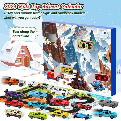 Advent calendar 2024, Kids Pull Back Cars Toy, Sports Car Rally Car Race Toy, 24 day Christmas calendar gift for 3-12 year old boys girls